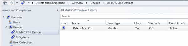 The client is registred in Configuration Manager
